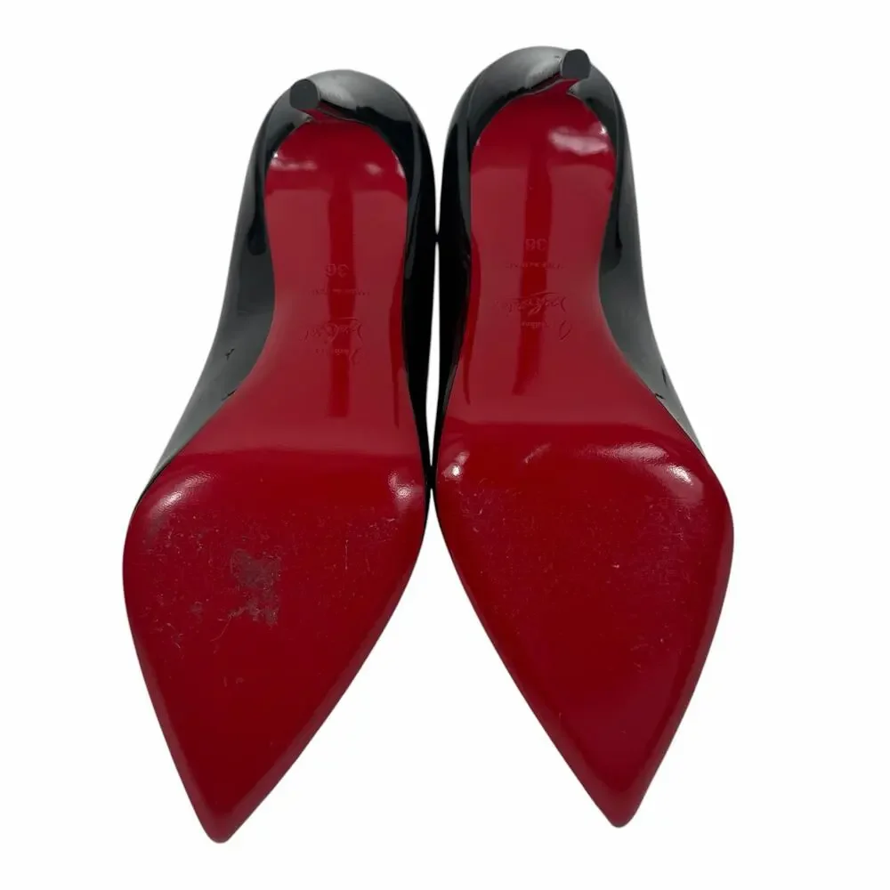 Christian Louboutin Kate 100 Patent Leather Pointed Toe Pump Black  Size 36